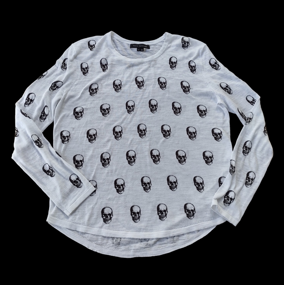 Skull Cashmere Black & White Sweater, Size Small